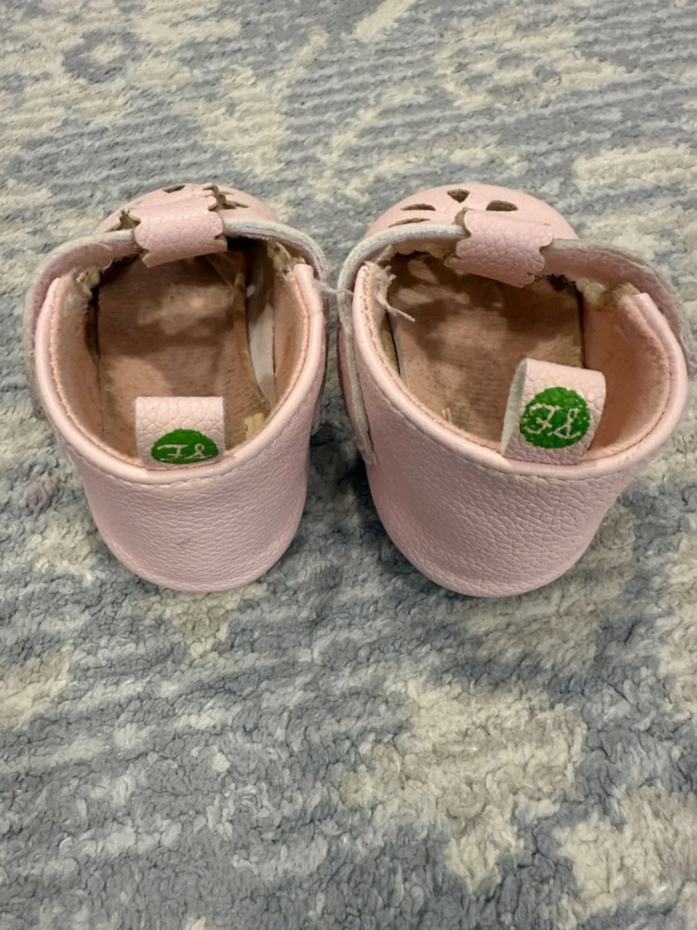 Baby Pink Leather T-Strap Mary Jane Shoes for Walkers
